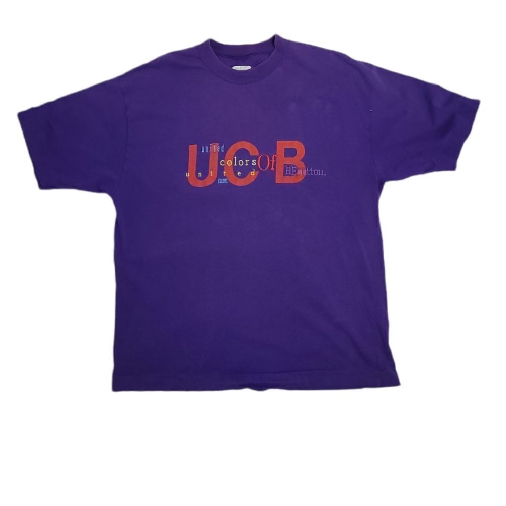 VINTAGE 90s‎ t-shirt single stitch purple boxy crew neck unisex tee M